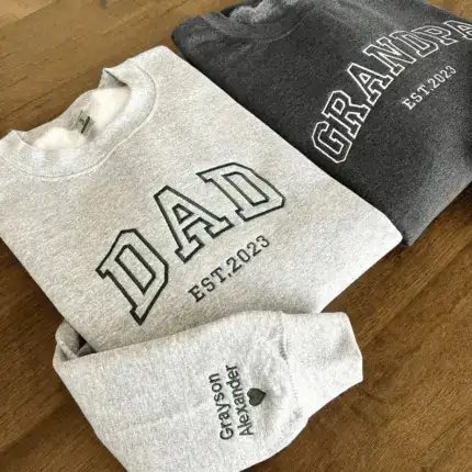 Personalized Sweatshirt Embroidered DAD with Custom Child's Names Unique Gift