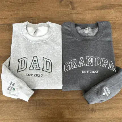 Personalized Sweatshirt Embroidered DAD with Custom Child's Names Unique Gift
