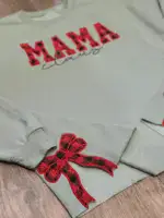 Merry Christmas Embroidered Side Bow Sweatshirt