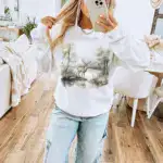 Vintage Deer Wilderness Scene Sweatshirt - Boho Unisex 3